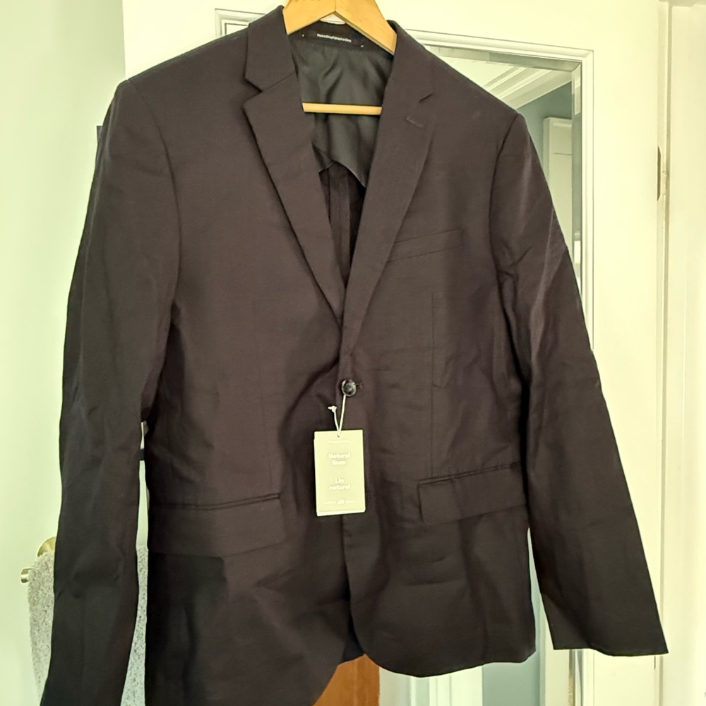 H&M Navy Linen Blazer for Men